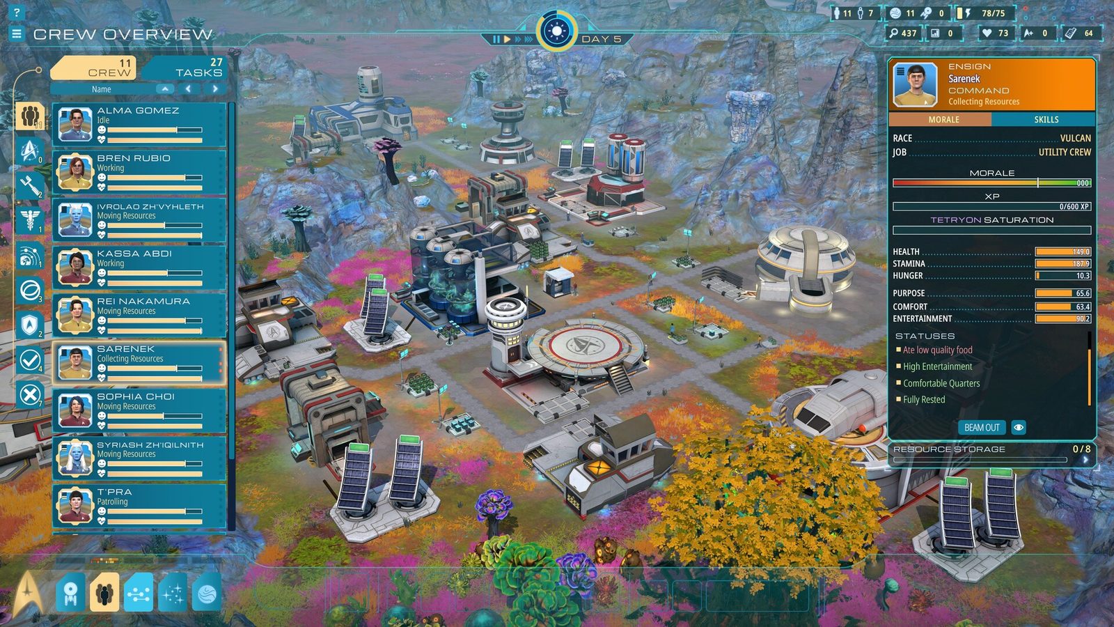 Official Star Trek: Outposts Unknown screenshot of the shift management screen
